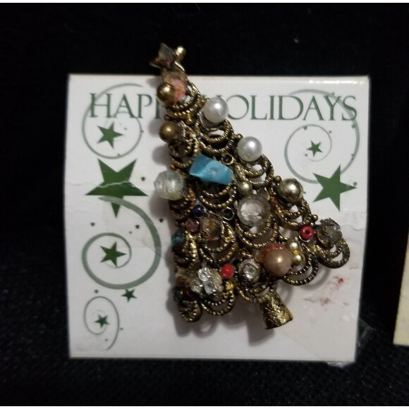 Christmas Jewelry Set of 3 Earrings, Bracelet, and Brooch for Christmas Fashion - Picture 2 of 7